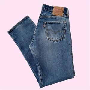 Vintage 90s 501xx 36x36 Actual 32x33 5 Button Fly Faded Denim Jeans Made in USA